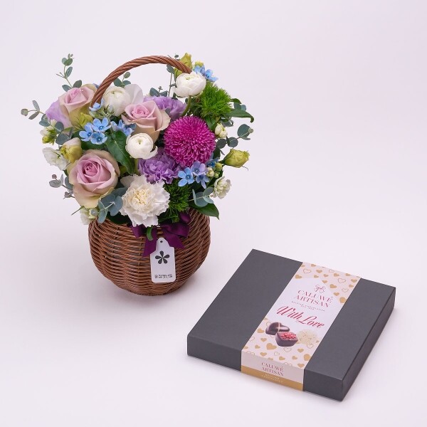 꽃집청년들,계절 꽃바구니+칼루위 초콜릿 25구