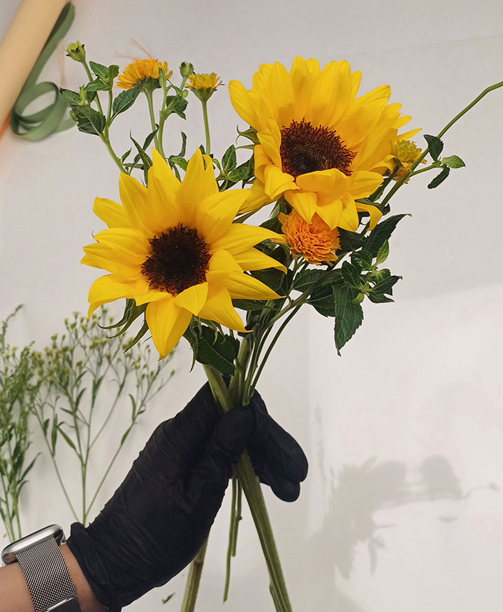 해바라기꽃다발 만들기
