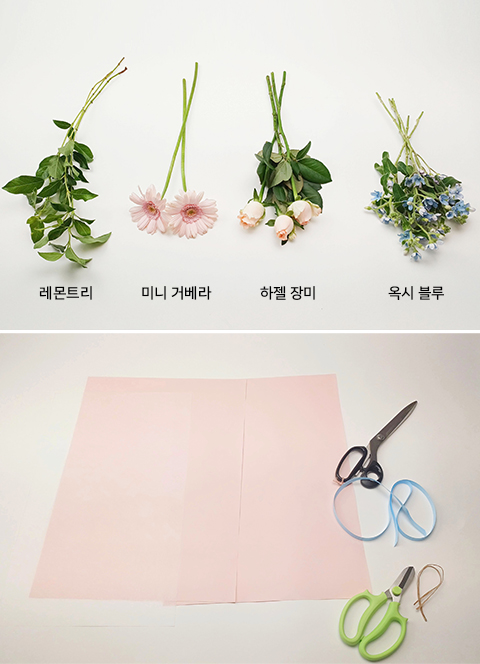 꽃집청년들 분홍장미계절꽃다발 만들기